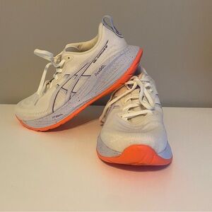 ASICS Kids White and Neon Orange Sneakers